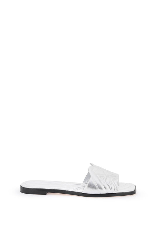 Alexander Mcqueen Alexander mcqueen laminated leather slides with embossed seal logo