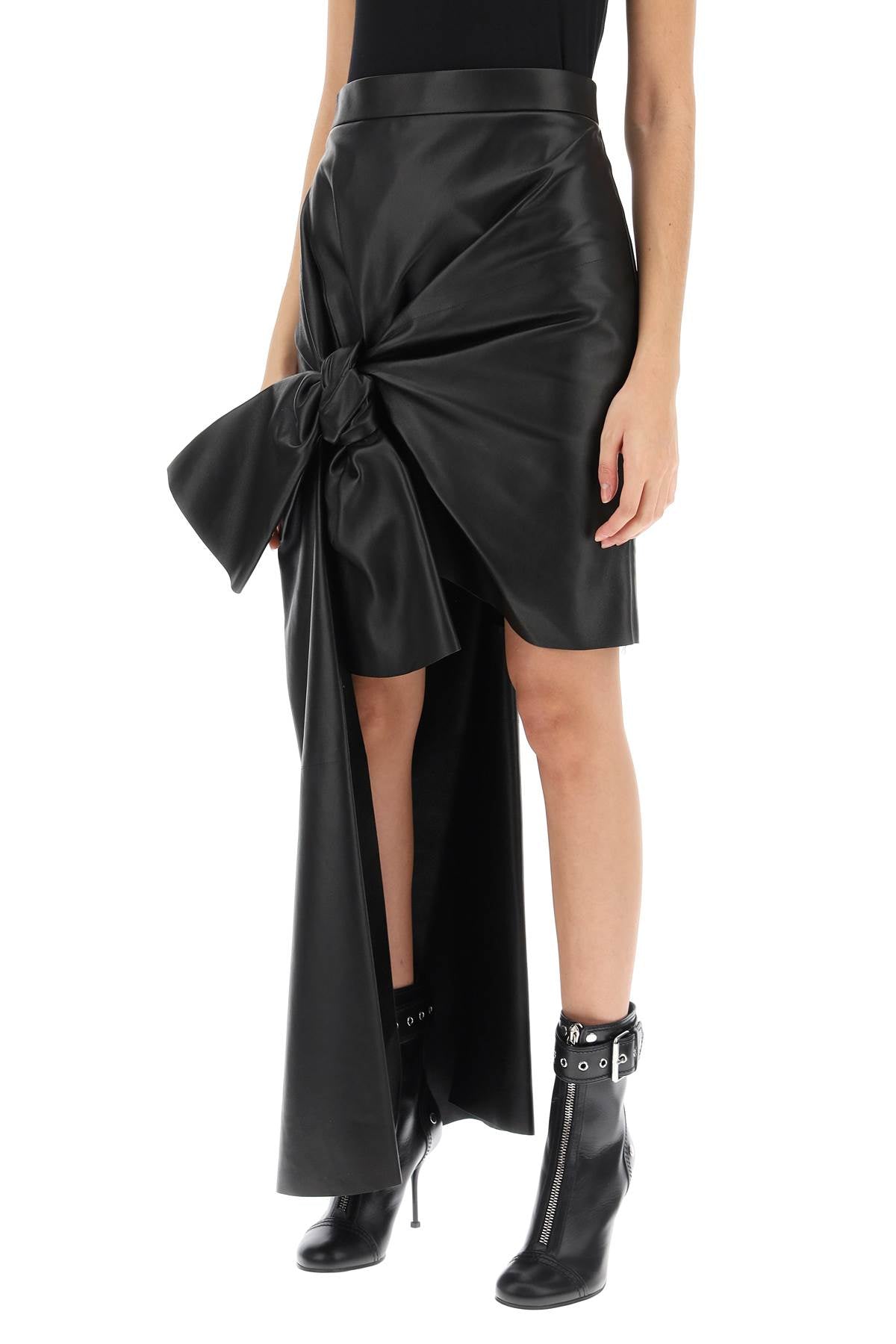 Alexander Mcqueen Alexander mcqueen leather skirt with knotted detail