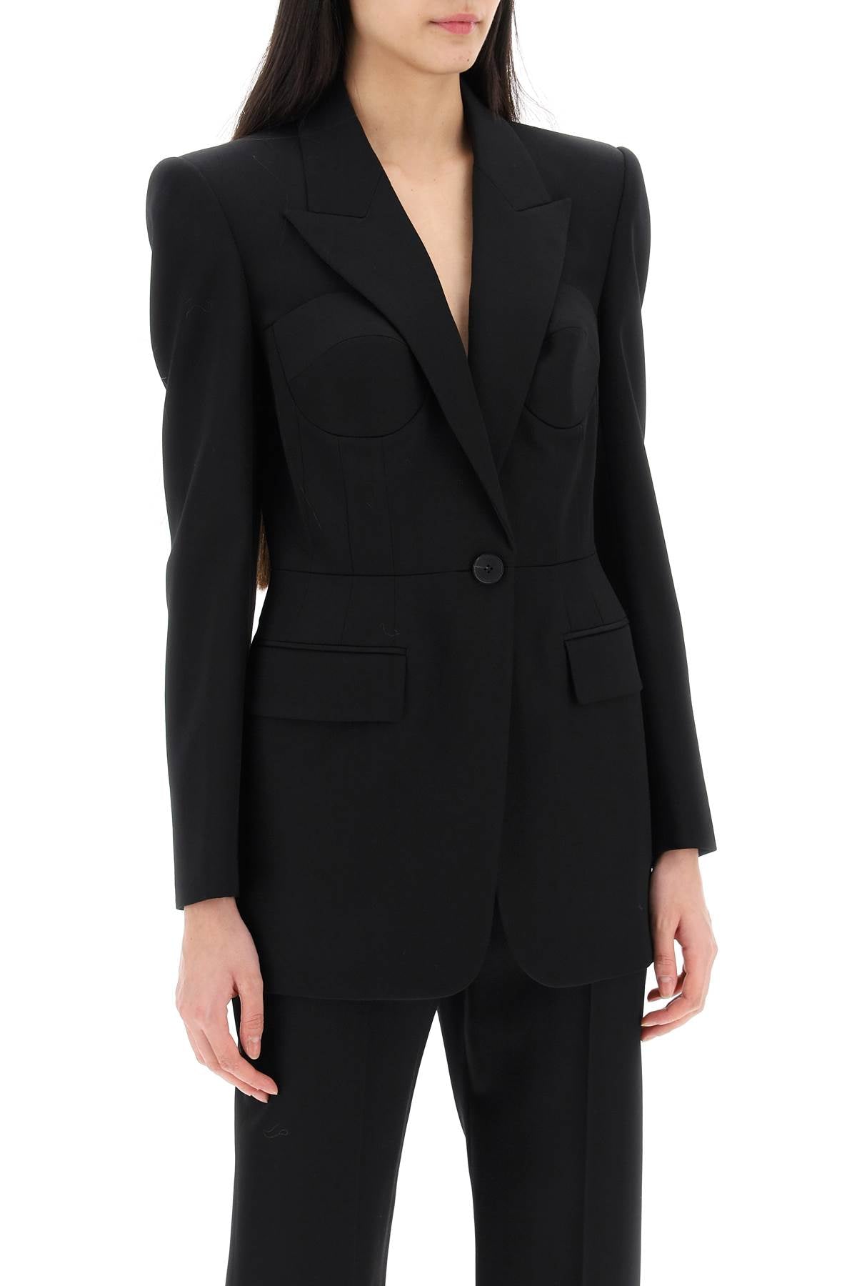 Alexander Mcqueen Alexander mcqueen fitted jacket with bustier details