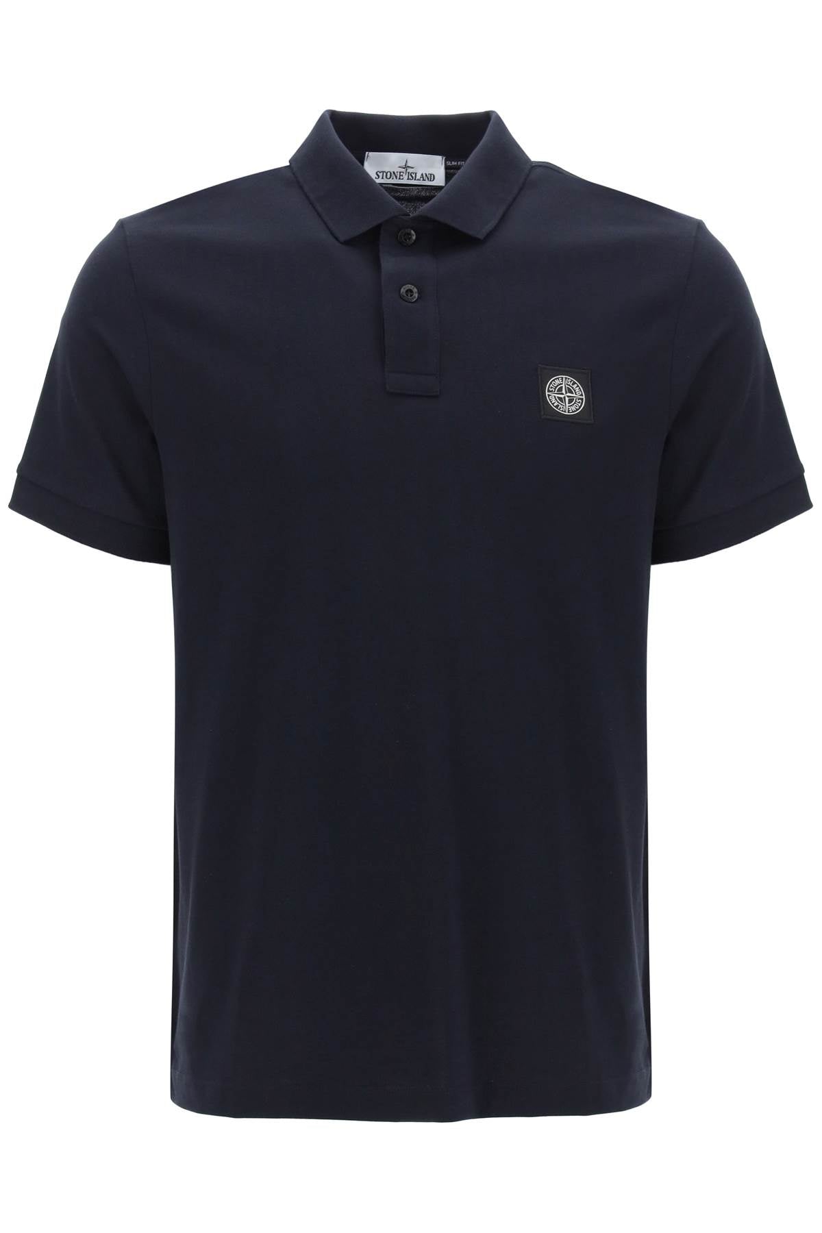 Stone Island Stone island slim fit polo shirt with logo patch