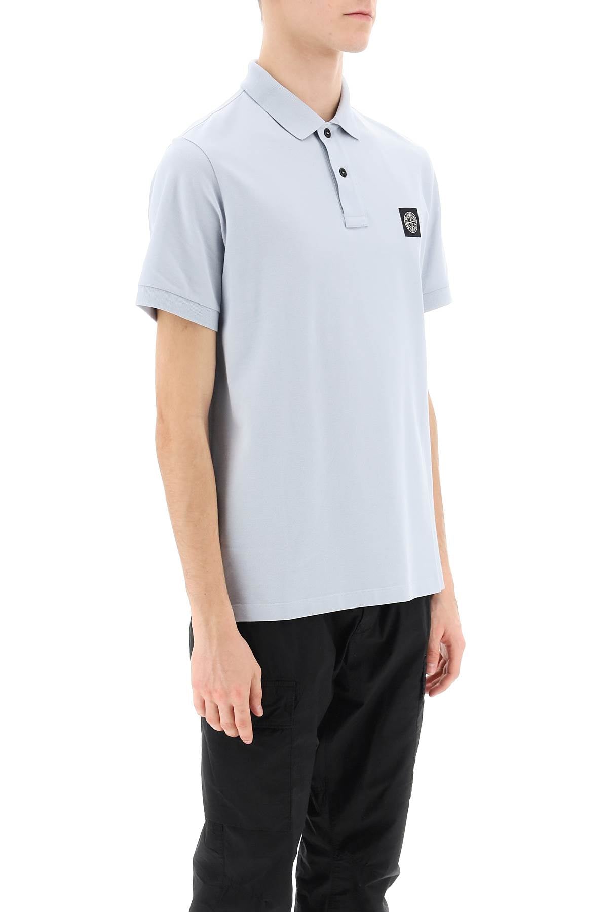 Stone Island Stone island slim fit polo shirt with logo patch