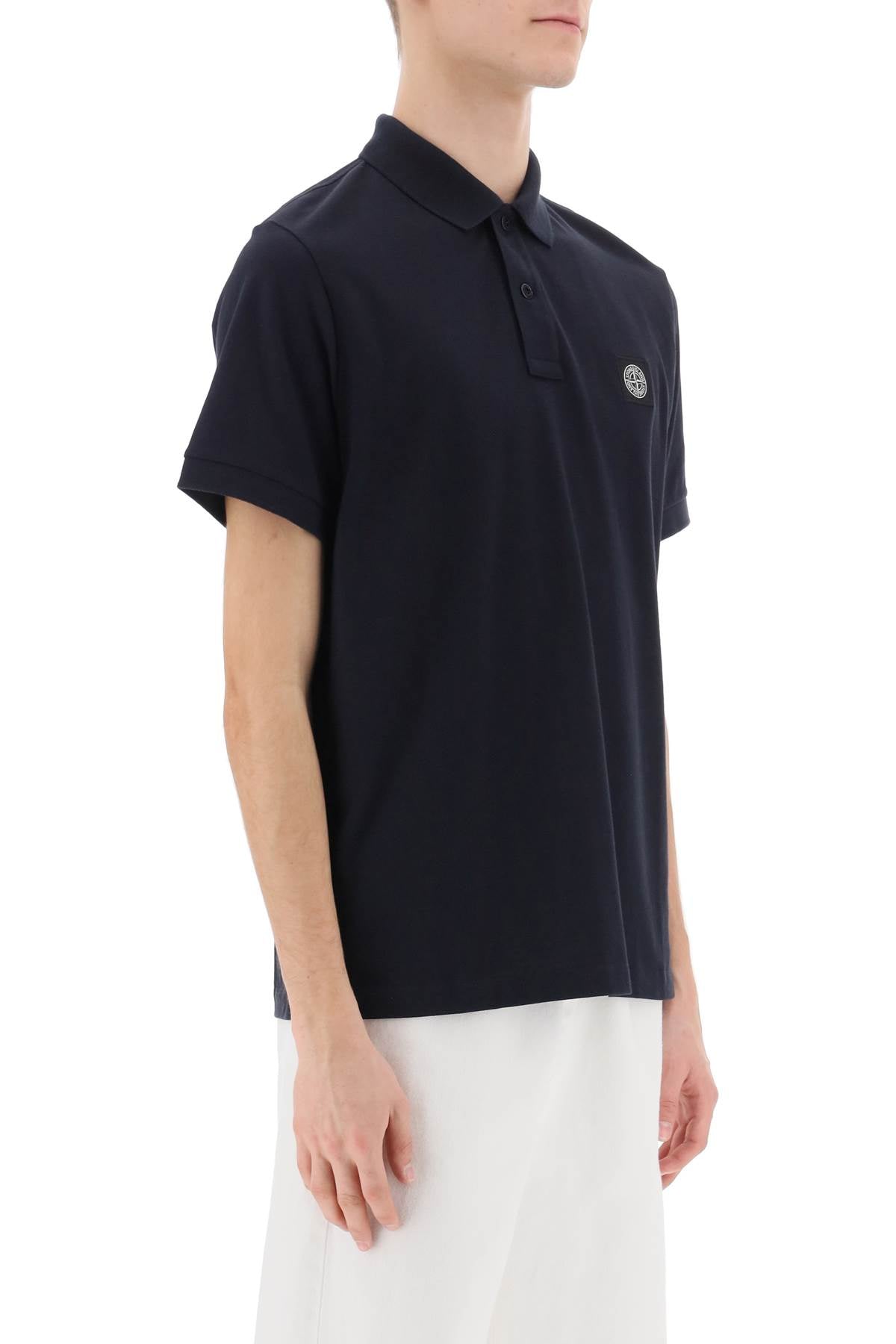 Stone Island Stone island slim fit polo shirt with logo patch