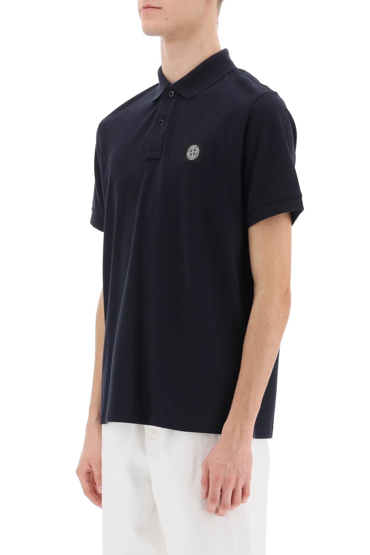 Stone Island Stone island slim fit polo shirt with logo patch