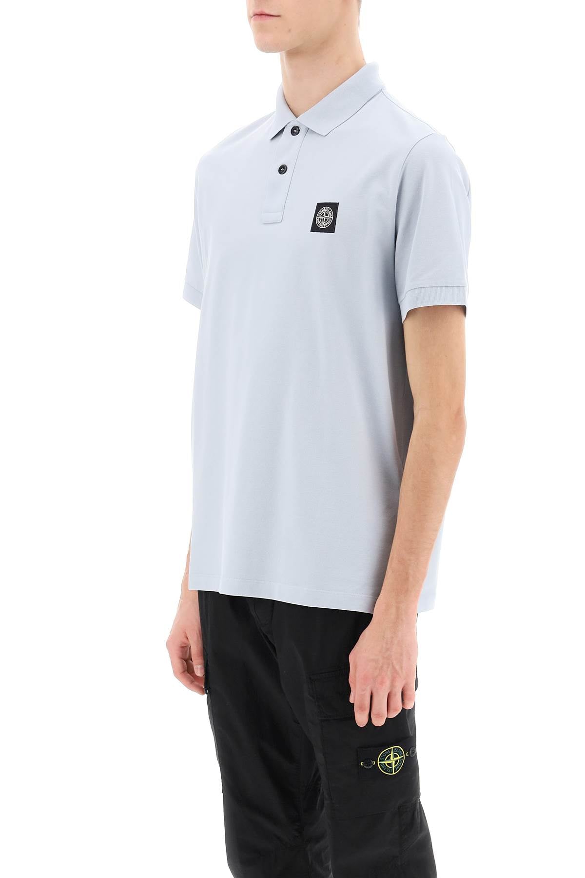 Stone Island Stone island slim fit polo shirt with logo patch