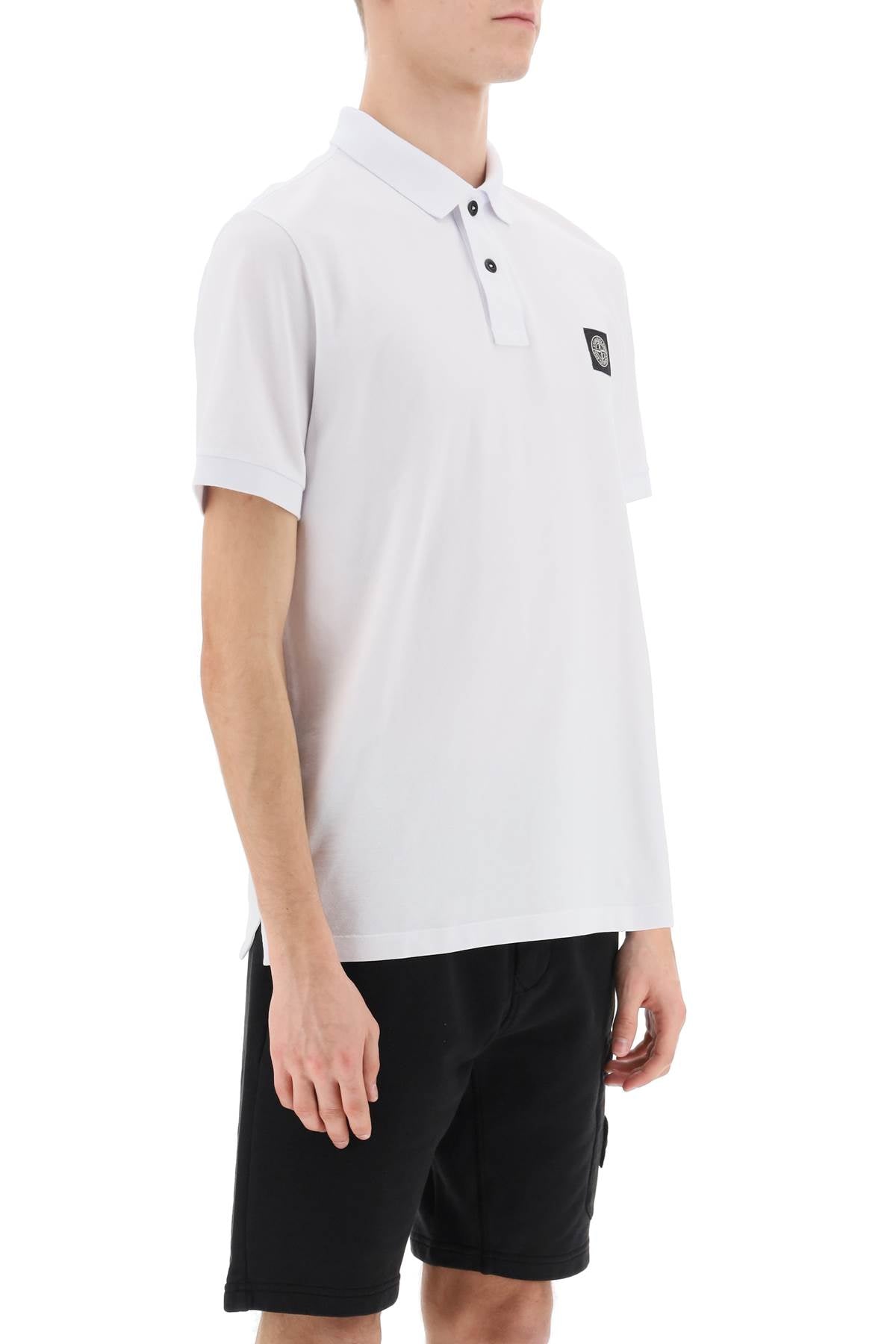 Stone Island Stone island slim fit polo shirt with logo patch