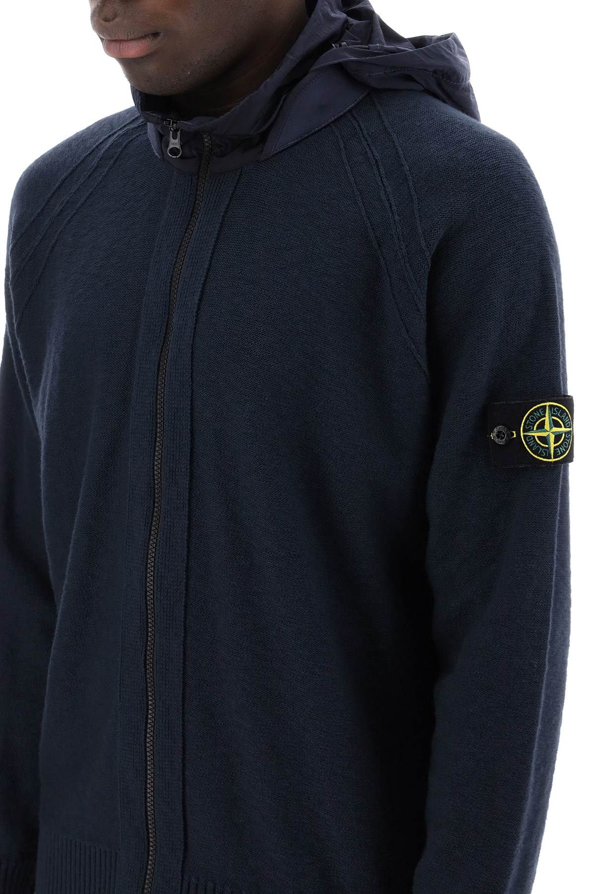 Stone Island سترة ستون آيلاند بسحاب مع غطاء رأس قابل للفصل