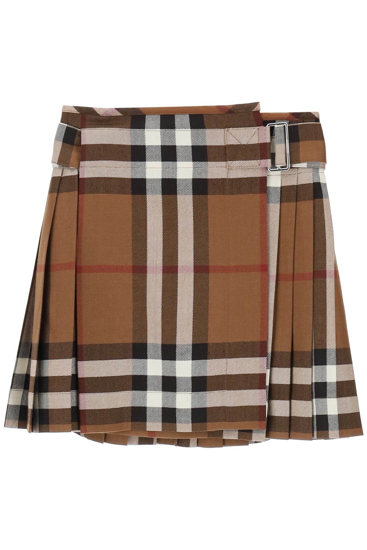 Burberry Burberry exaggerated check pleated wool mini skirt