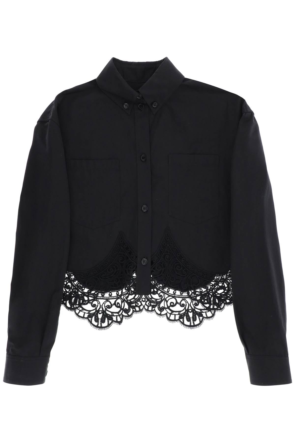 Burberry Burberry cropped shirt with macrame lace insert