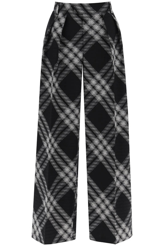 Burberry Burberry pantaloni palazzo check a doppia piega