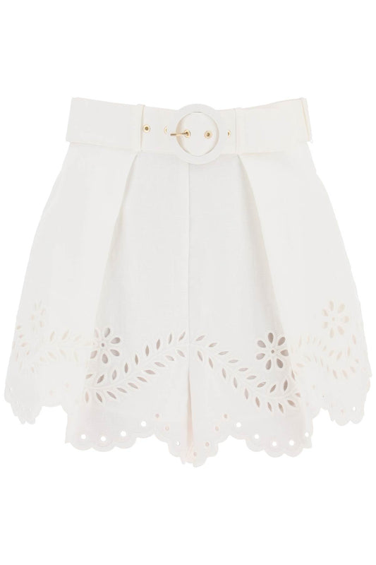 Zimmermann junie shorts with cutwork embroideries