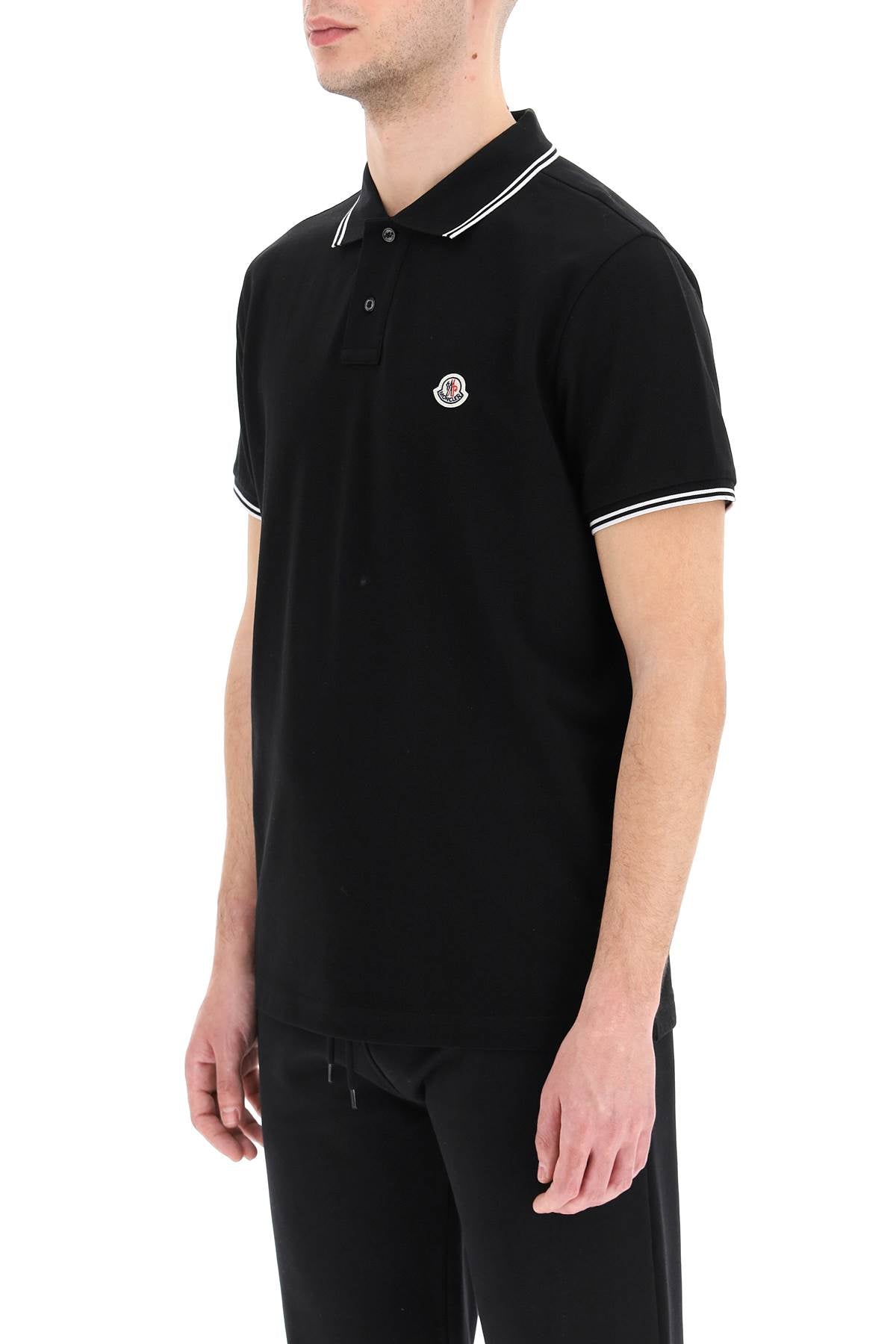 Moncler basic polo shirt with stripe detailing