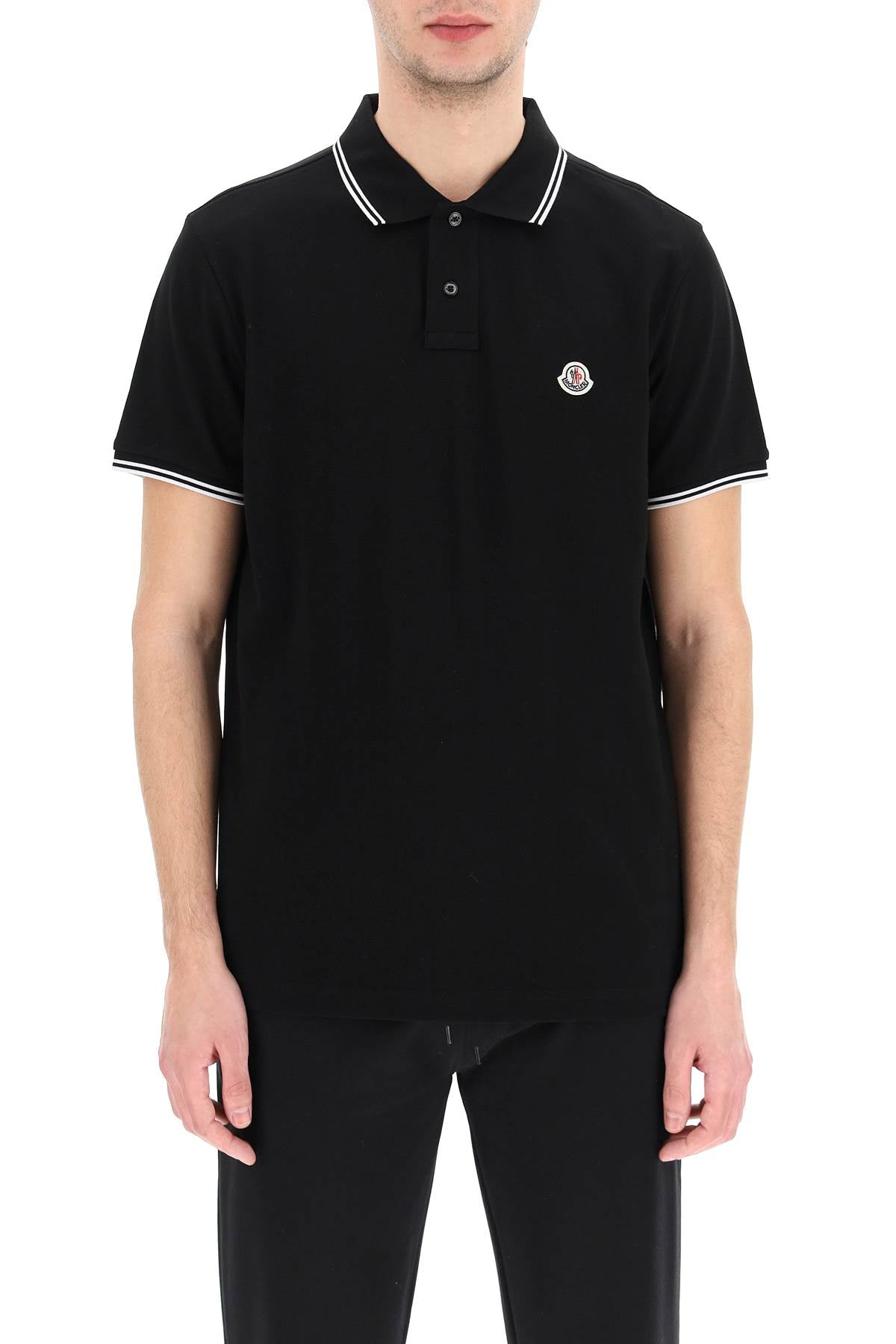 Moncler basic polo shirt with stripe detailing