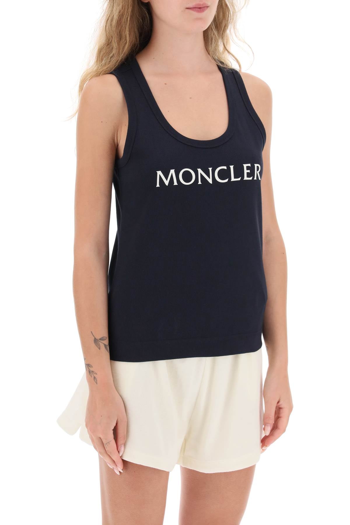 Moncler Moncler basic logo print ribbed tank top