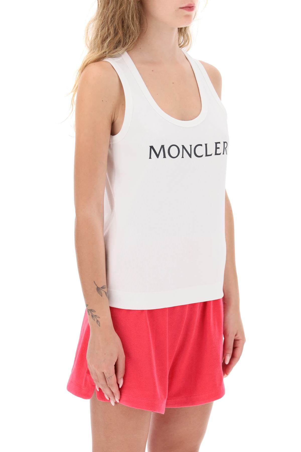 Moncler Moncler basic logo print ribbed tank top