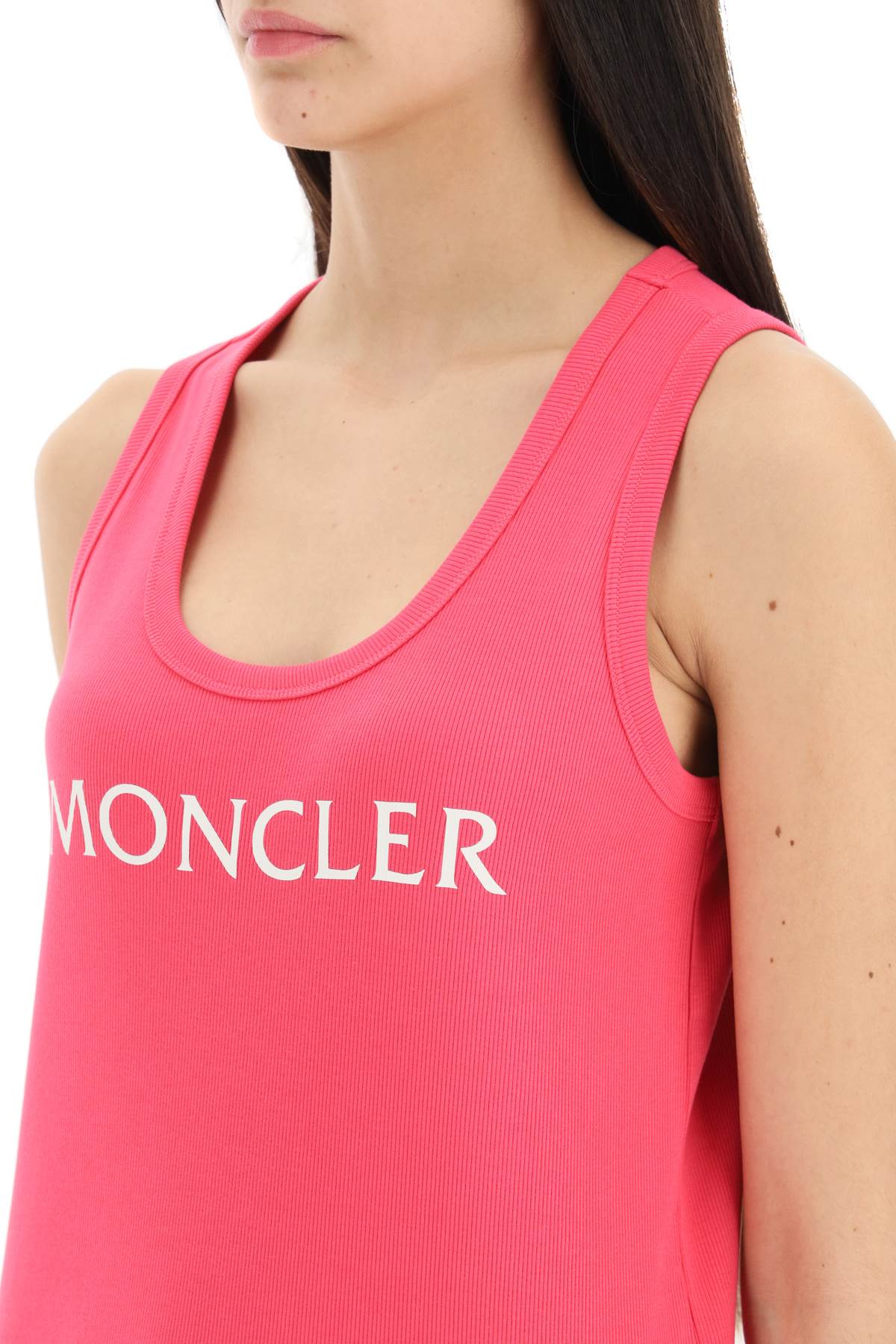 Moncler Moncler basic logo print ribbed tank top