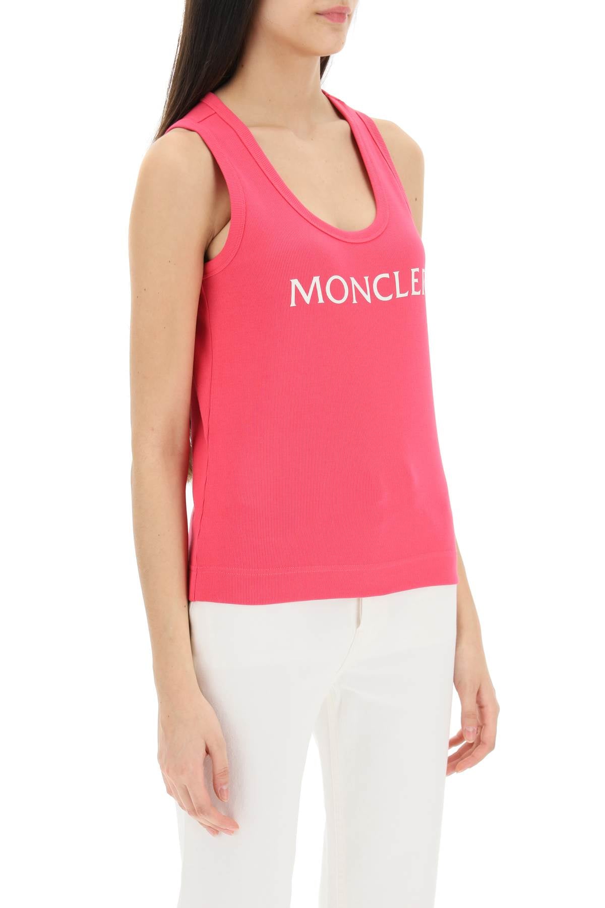 Moncler Moncler basic logo print ribbed tank top