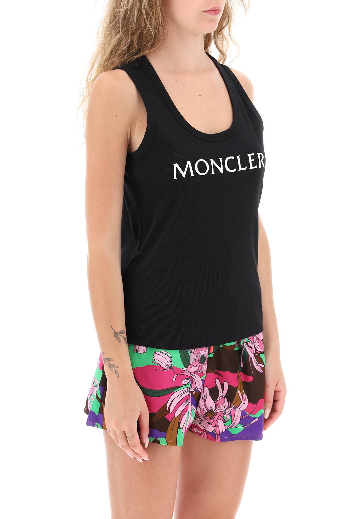 Moncler Moncler basic logo print ribbed tank top