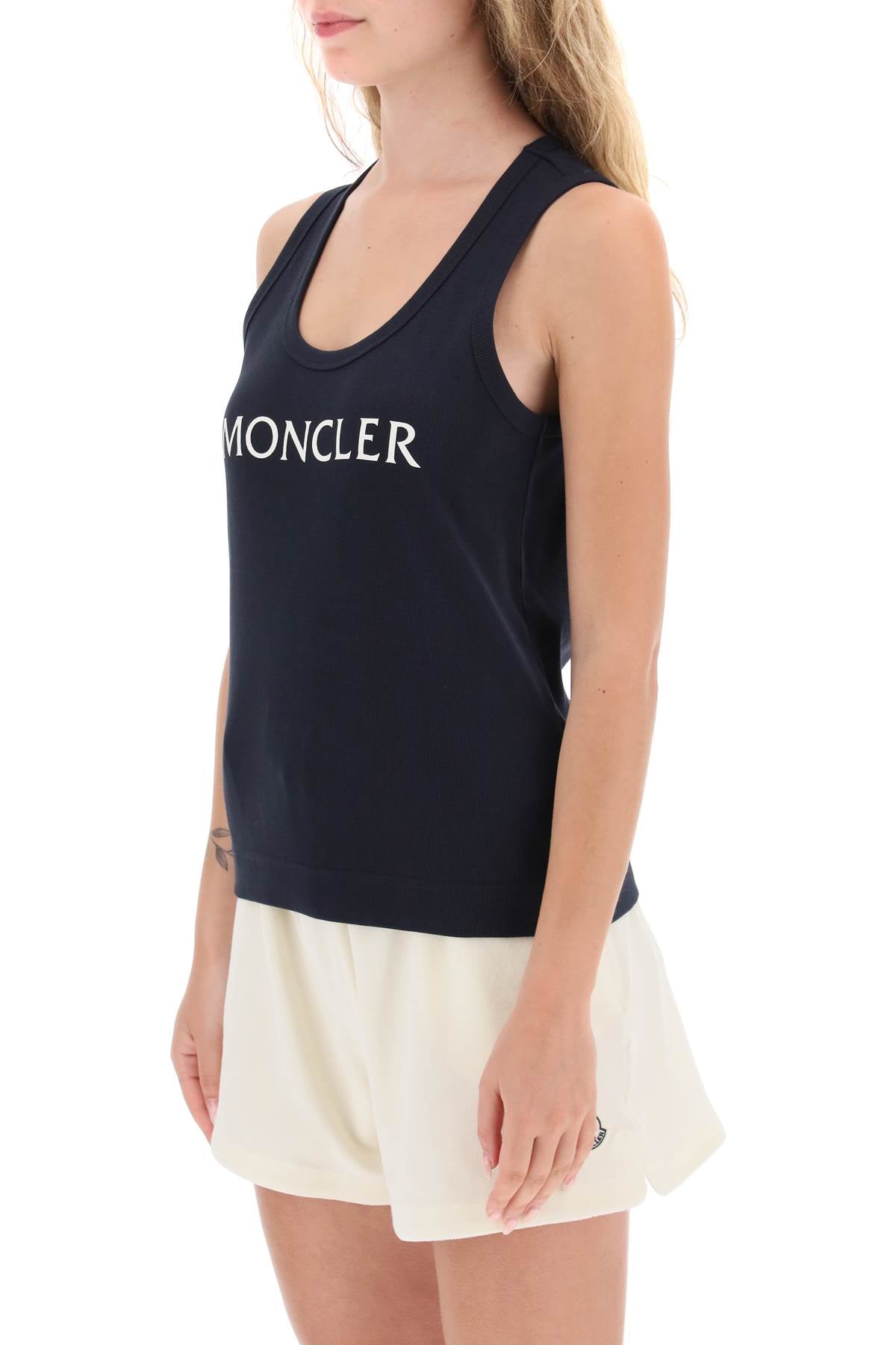 Moncler Moncler basic logo print ribbed tank top