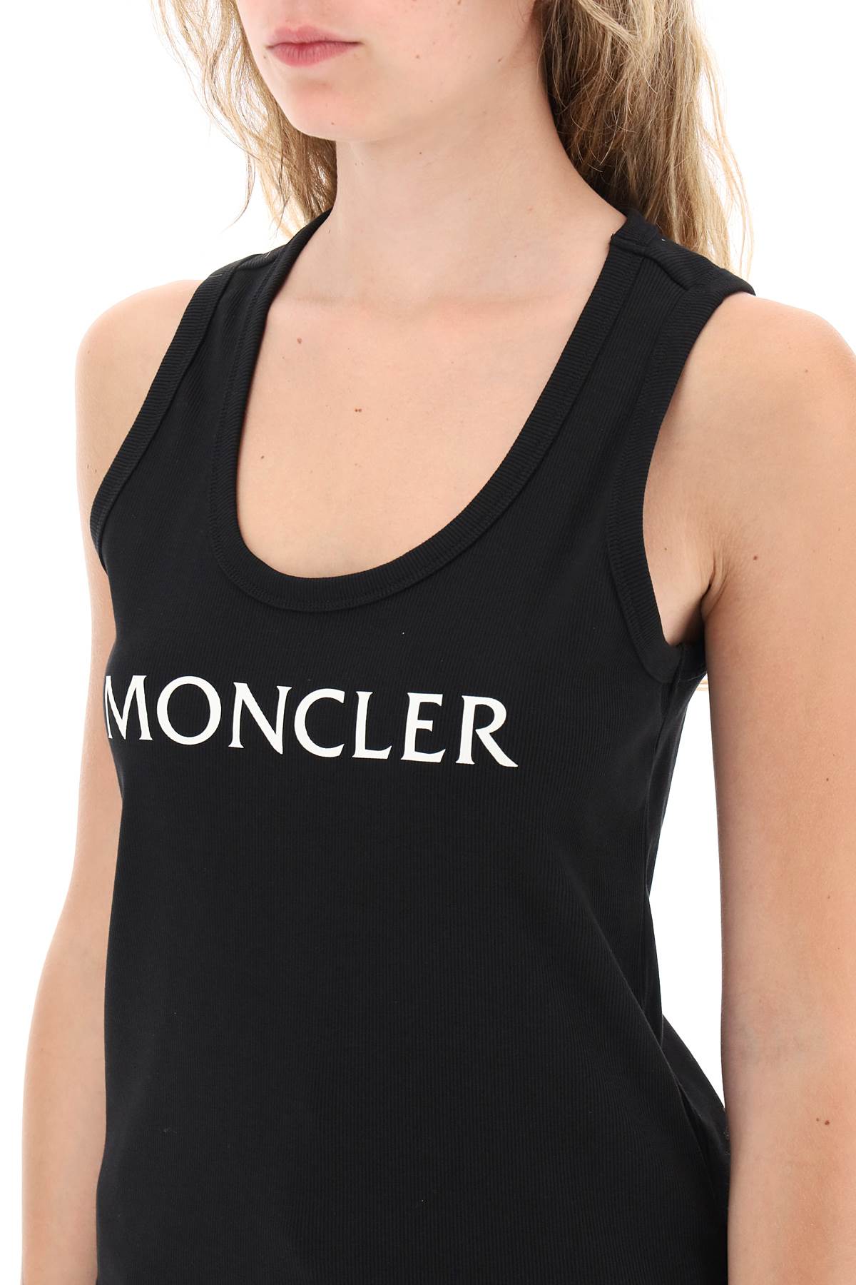 Moncler Moncler basic logo print ribbed tank top