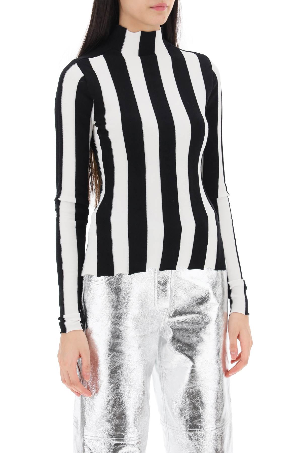 INTERIOR Interior ridley striped funnel-neck sweater