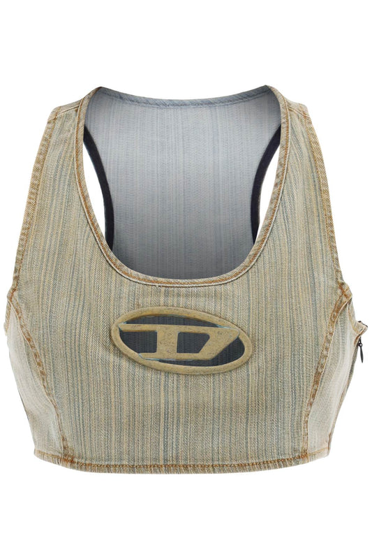 Diesel Diesel 'de-top-fsd' cropped top with oval d plaque