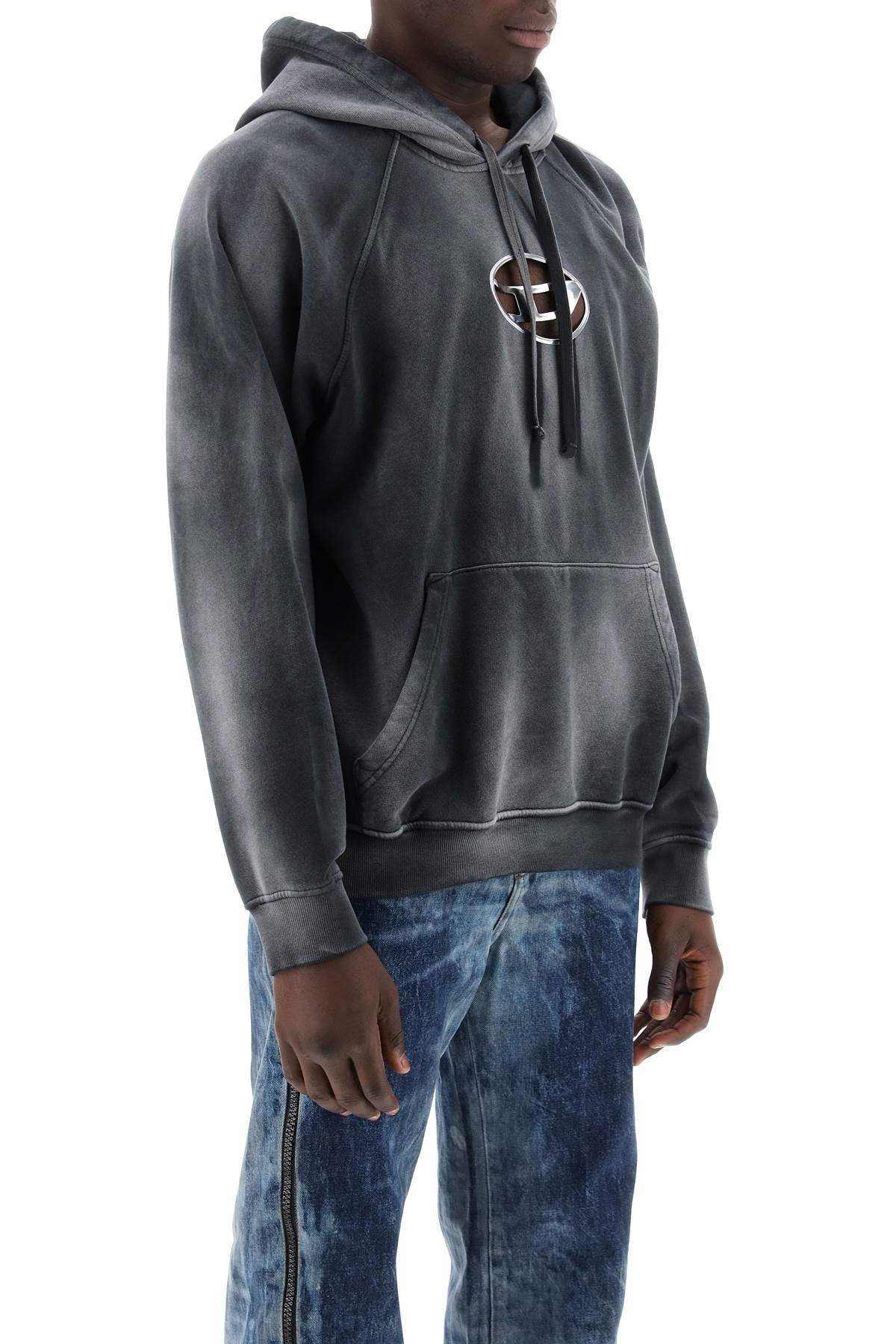 Diesel Diesel hooded sweatshirt with oval logo and d cut