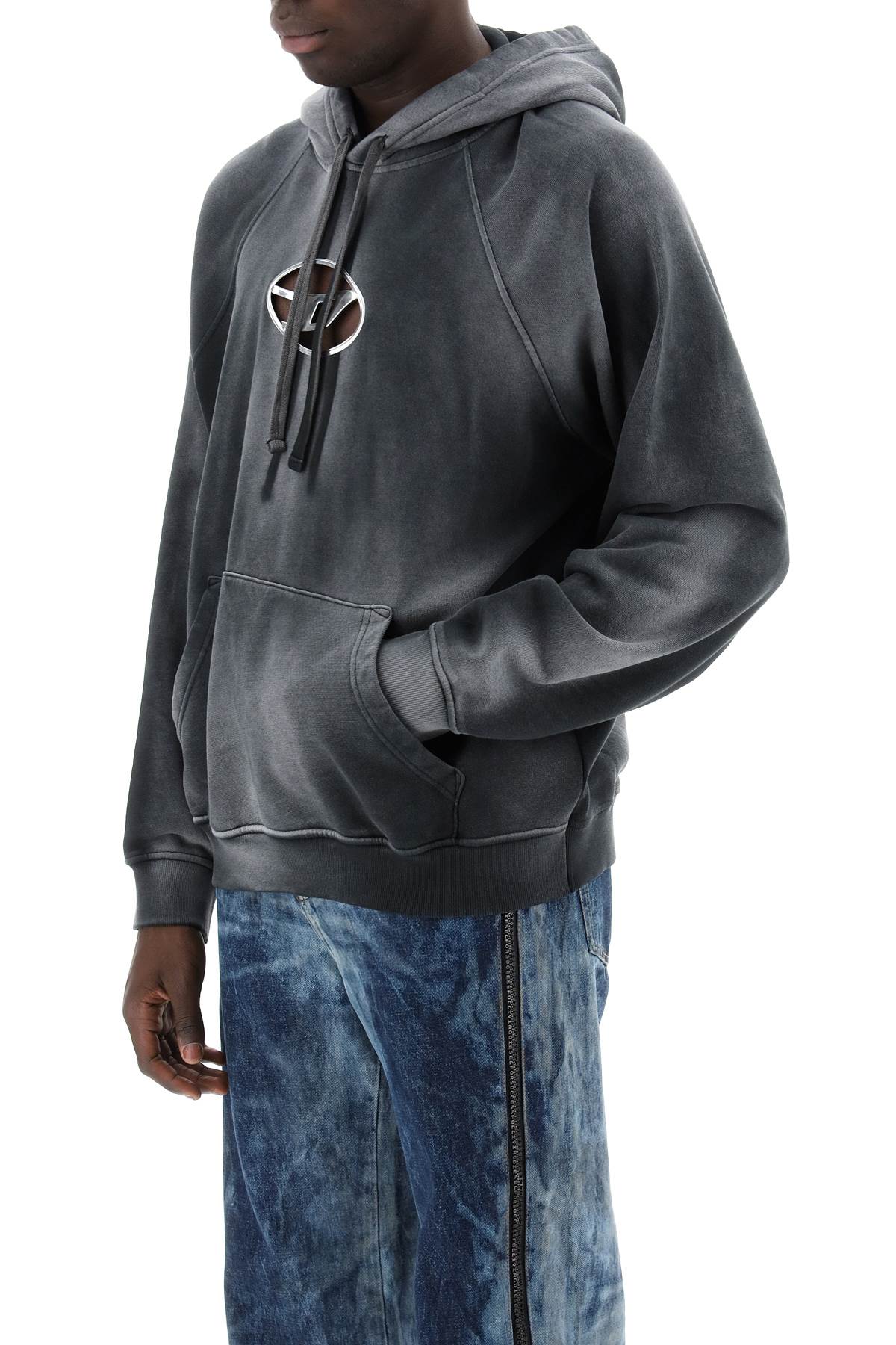 Diesel Diesel hooded sweatshirt with oval logo and d cut