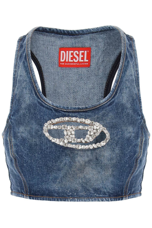 Diesel Diesel denim crop top with jewel buckle