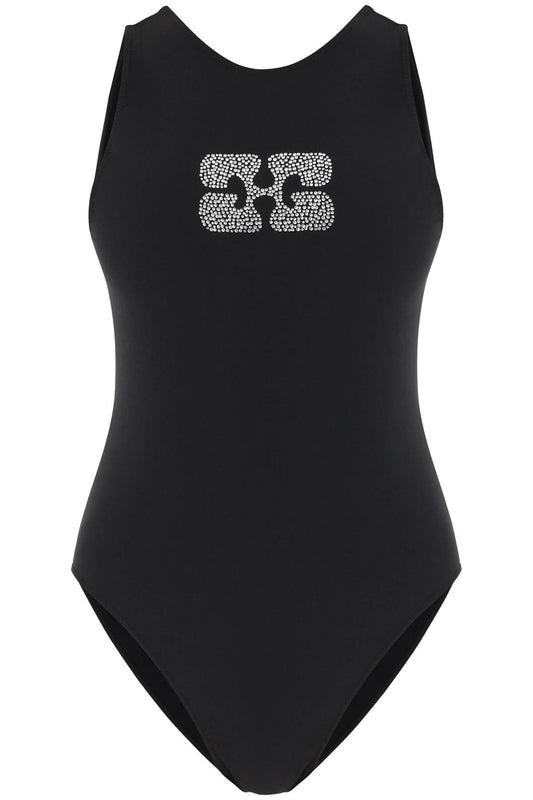 Ganni butterfly logo one-piece swimsuit