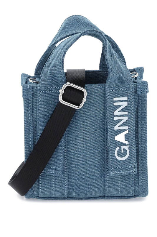 Ganni Ganni denim tech mini tote bag