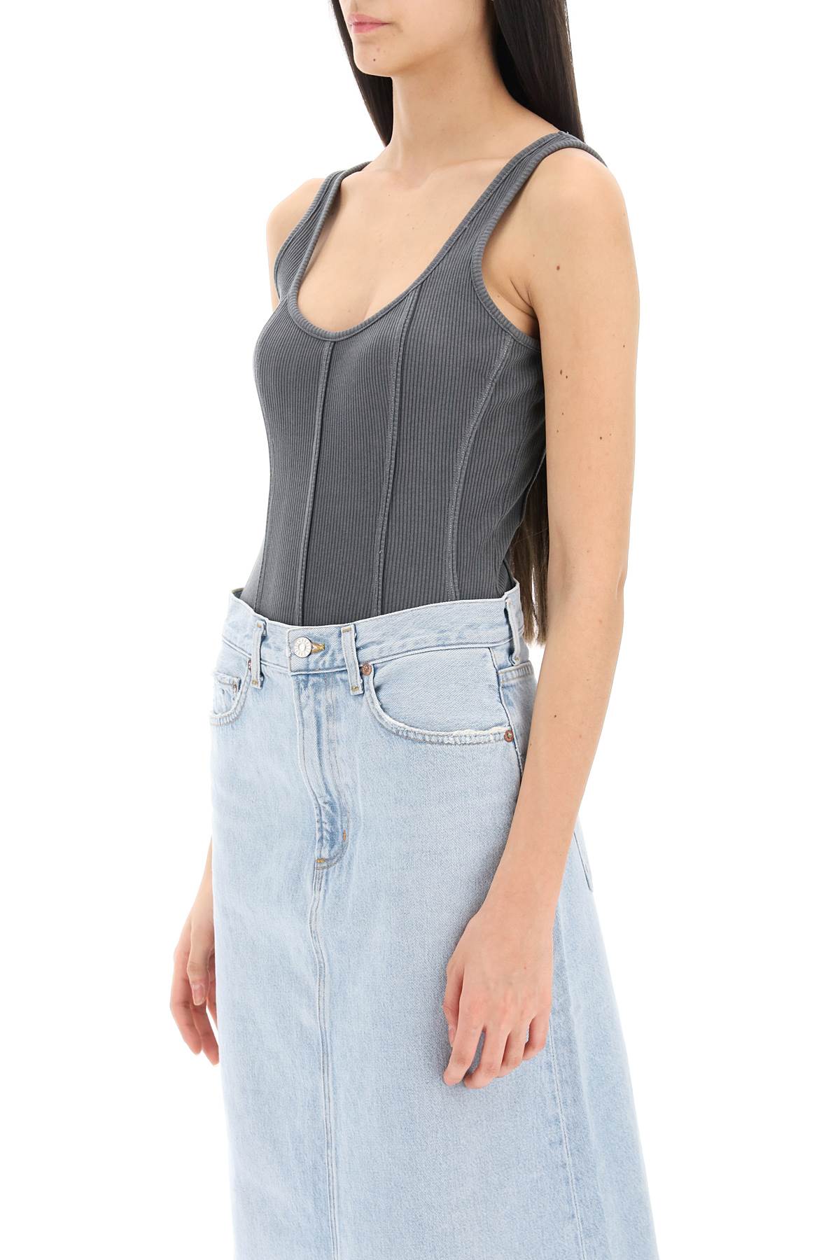 Agolde Agolde 'elna' rib knit tank bodysuit