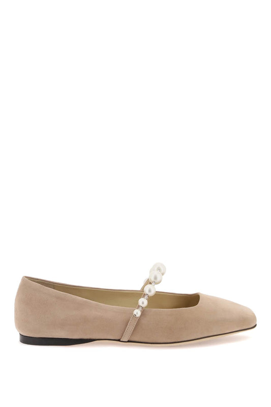 Jimmy Choo Jimmy choo suede leather ballerina flats with pearl