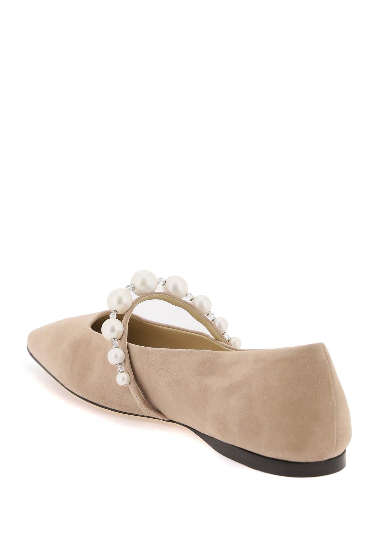 Jimmy Choo Jimmy choo suede leather ballerina flats with pearl