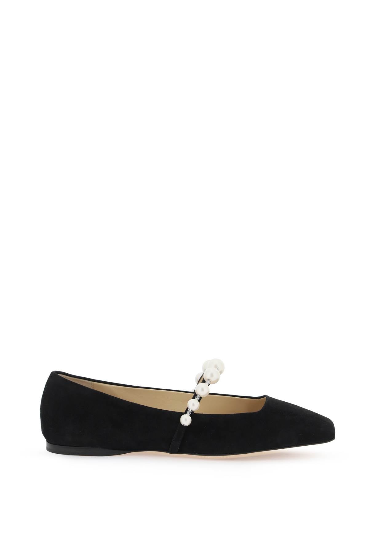 Jimmy Choo Jimmy choo suede leather ballerina flats with pearl