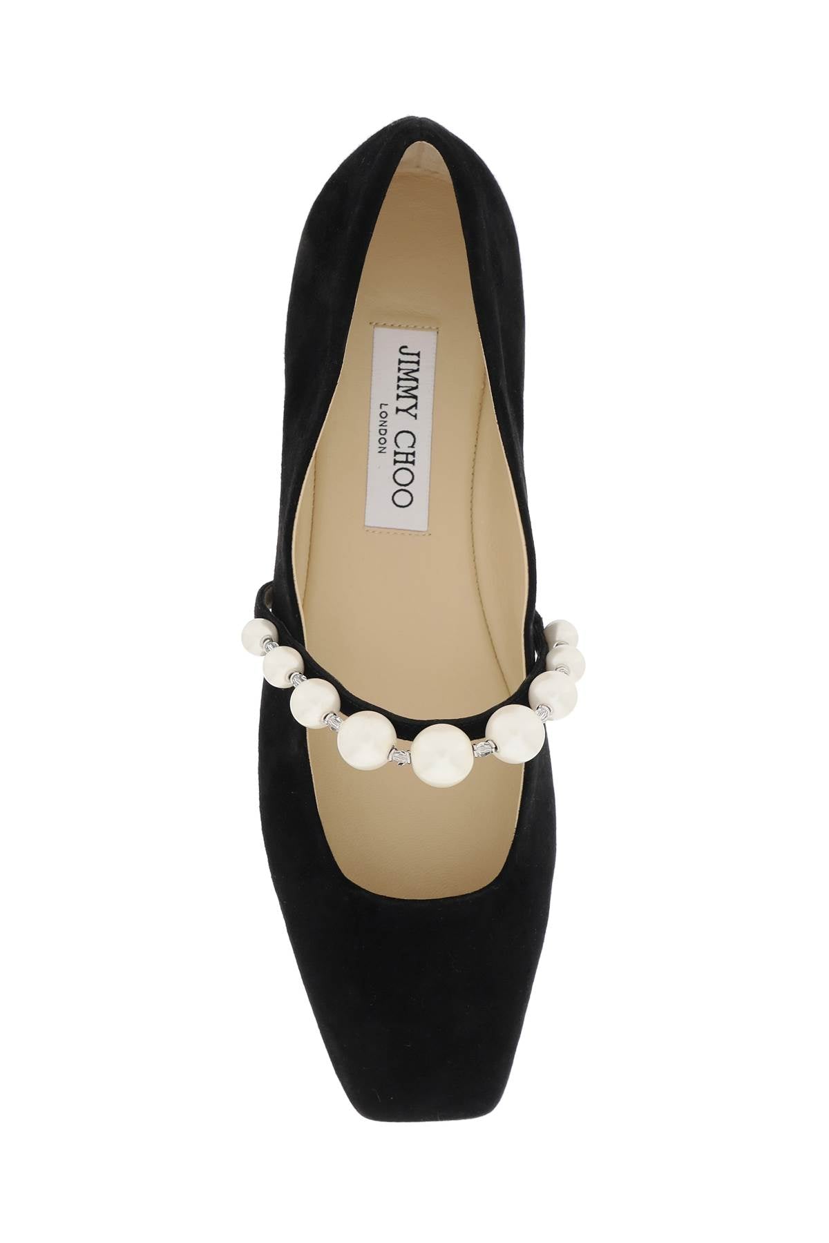 Jimmy Choo Jimmy choo suede leather ballerina flats with pearl