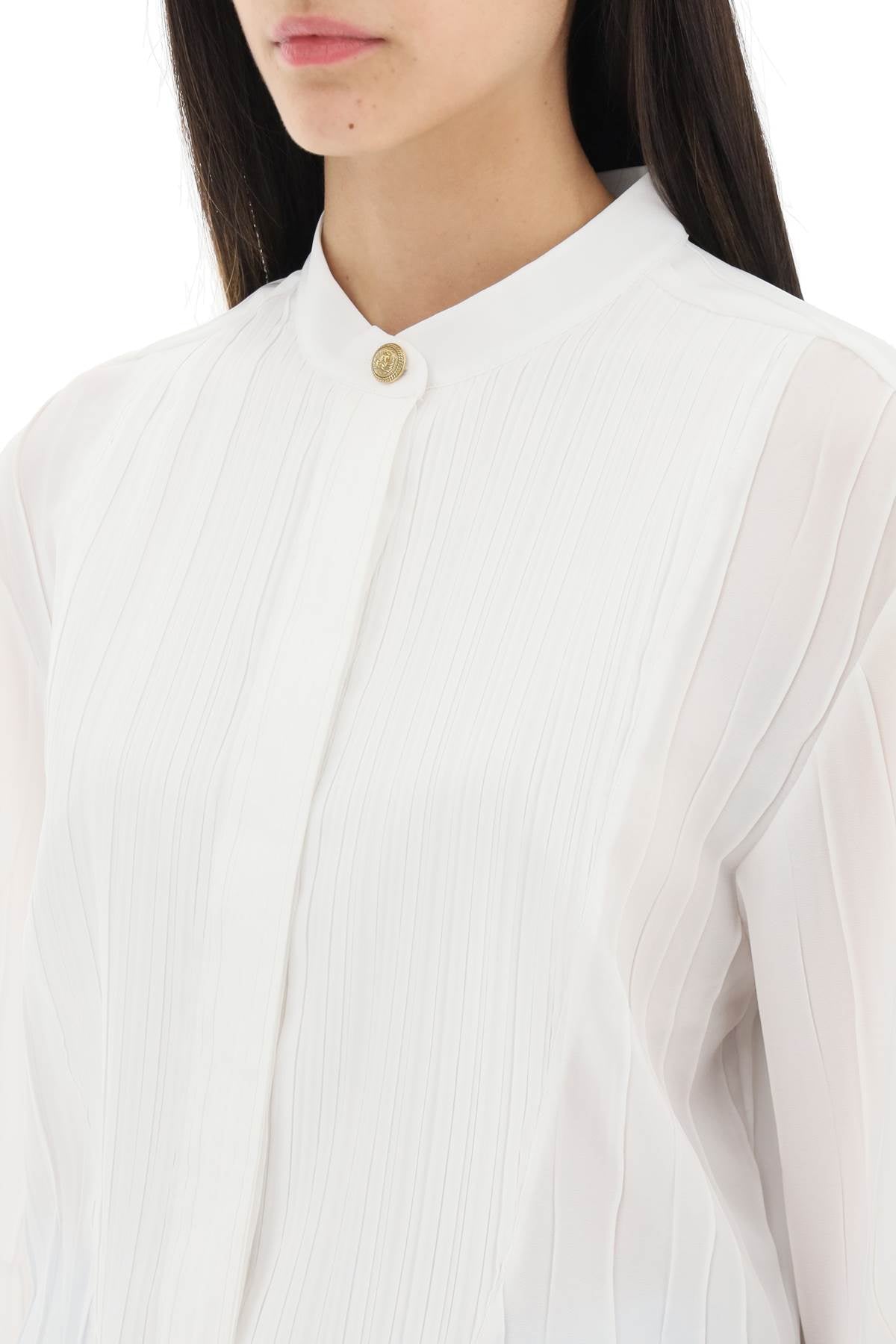 Balmain Balmain pleated bib shirt