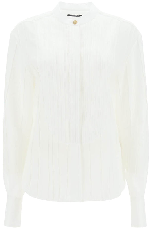 Balmain Balmain pleated bib shirt