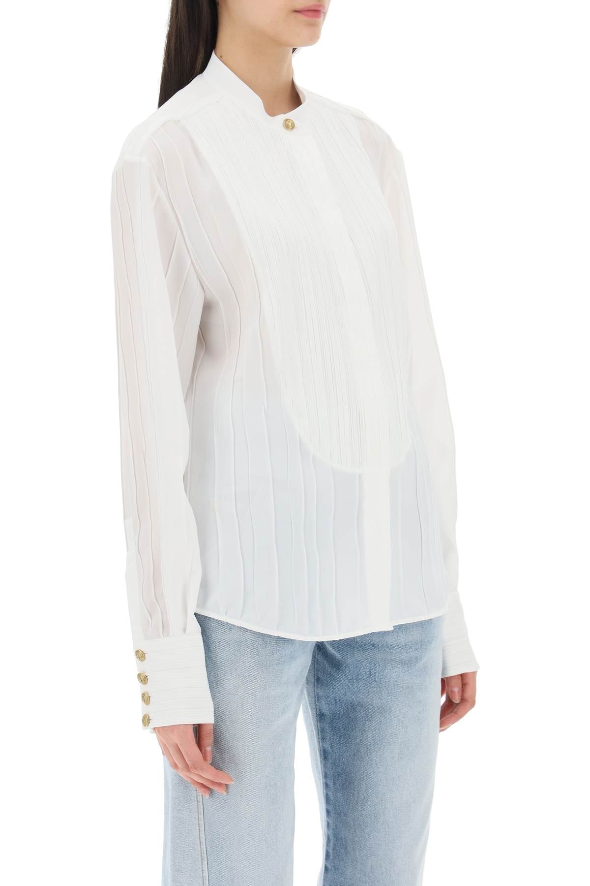 Balmain Balmain pleated bib shirt