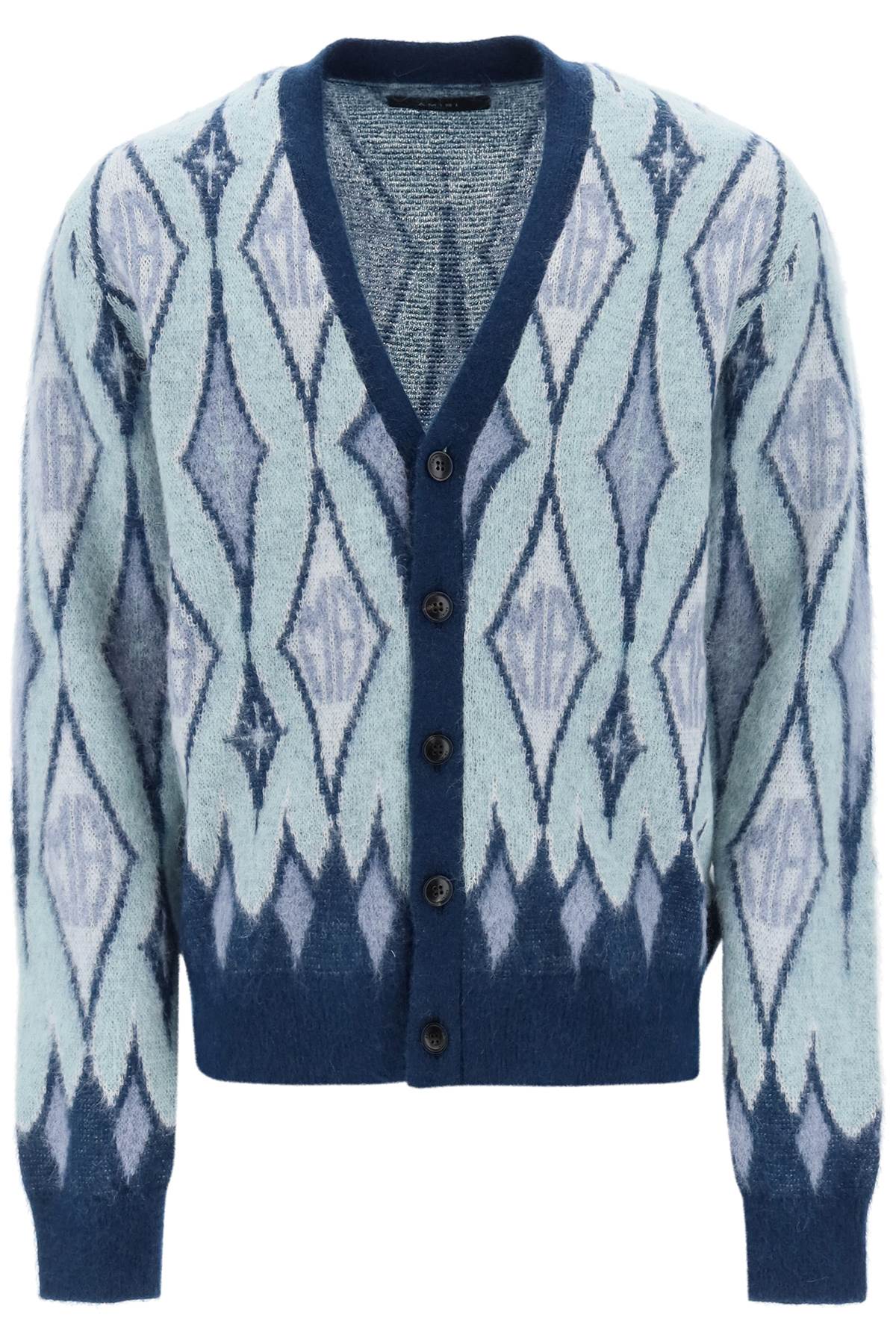 Amiri Amiri argyle bruhed-yarn cardigan