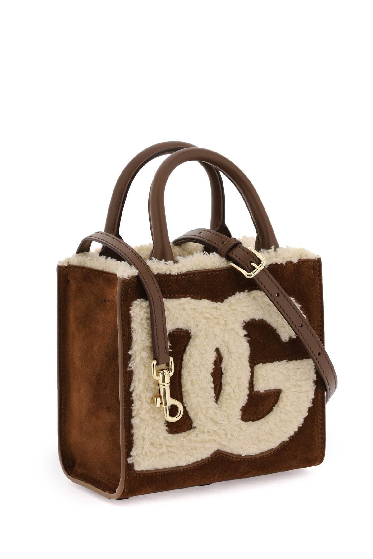 Dolce & Gabbana Dolce & gabbana dg daily mini suede and shearling tote bag