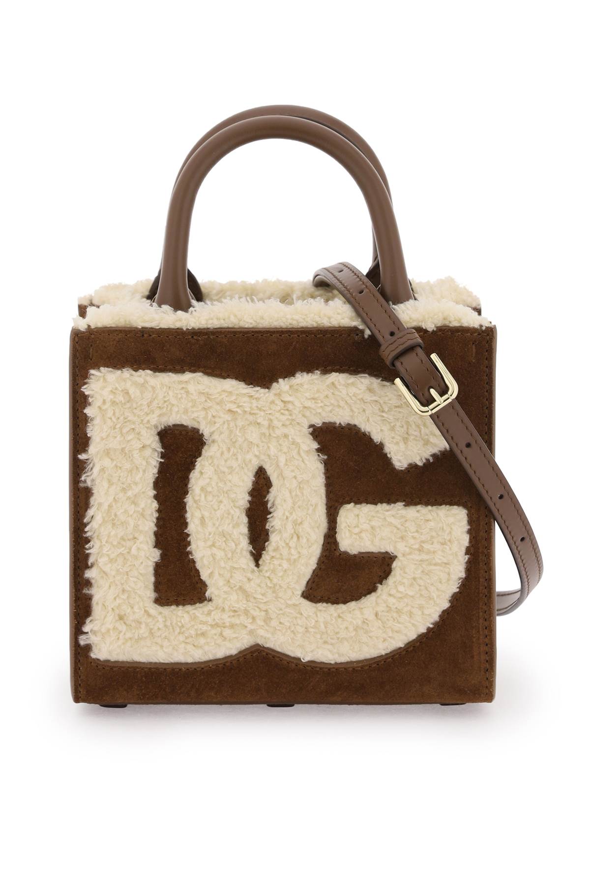 Dolce & Gabbana Dolce & gabbana dg daily mini suede and shearling tote bag