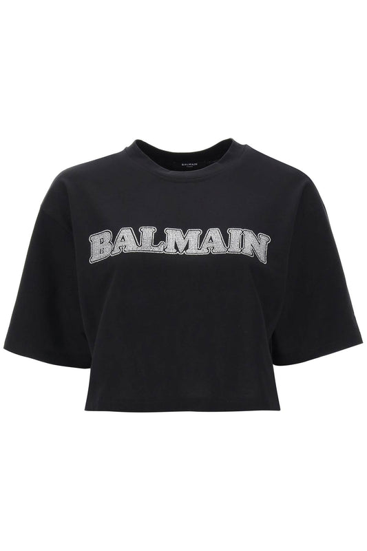 Balmain Balmain rhinestone-studded logo t-shirt