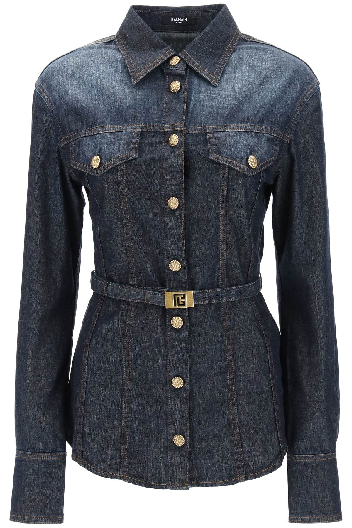 Balmain Balmain belted denim shirt