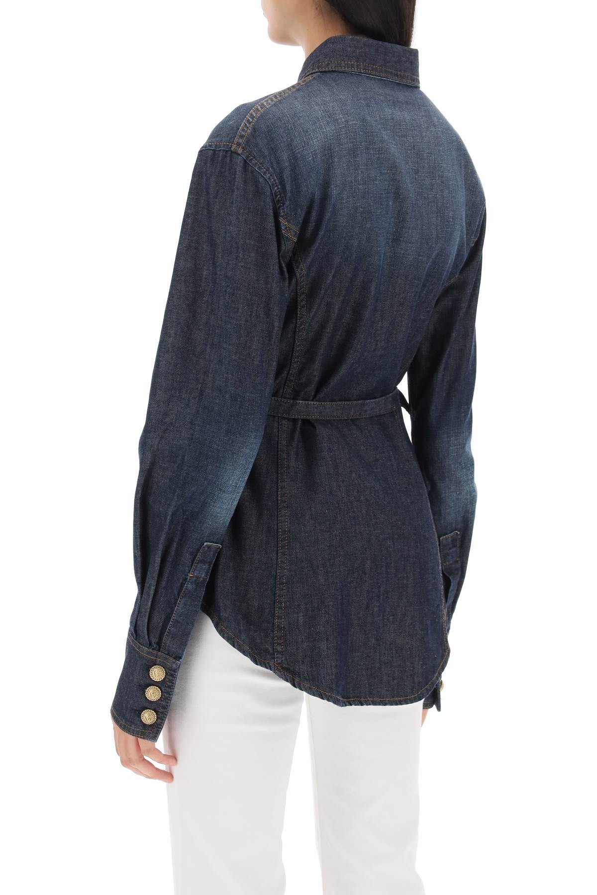 Balmain Balmain belted denim shirt