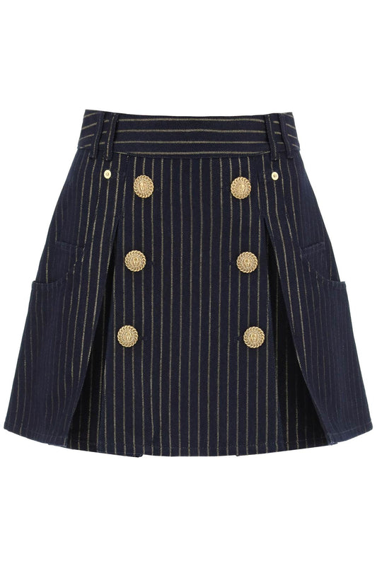 Balmain Balmain pinstriped-denim mini skirt