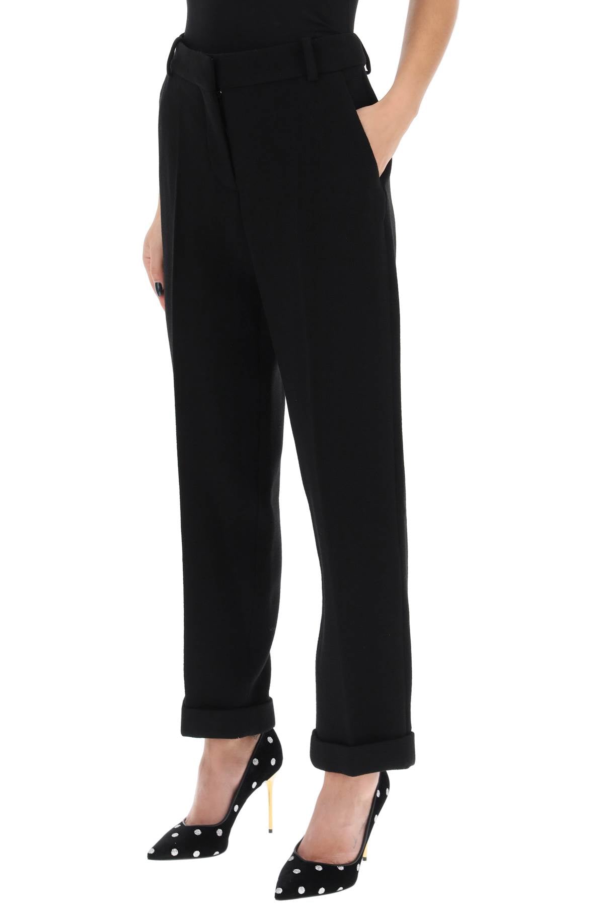 Balmain Balmain cuffed wool crepe trousers