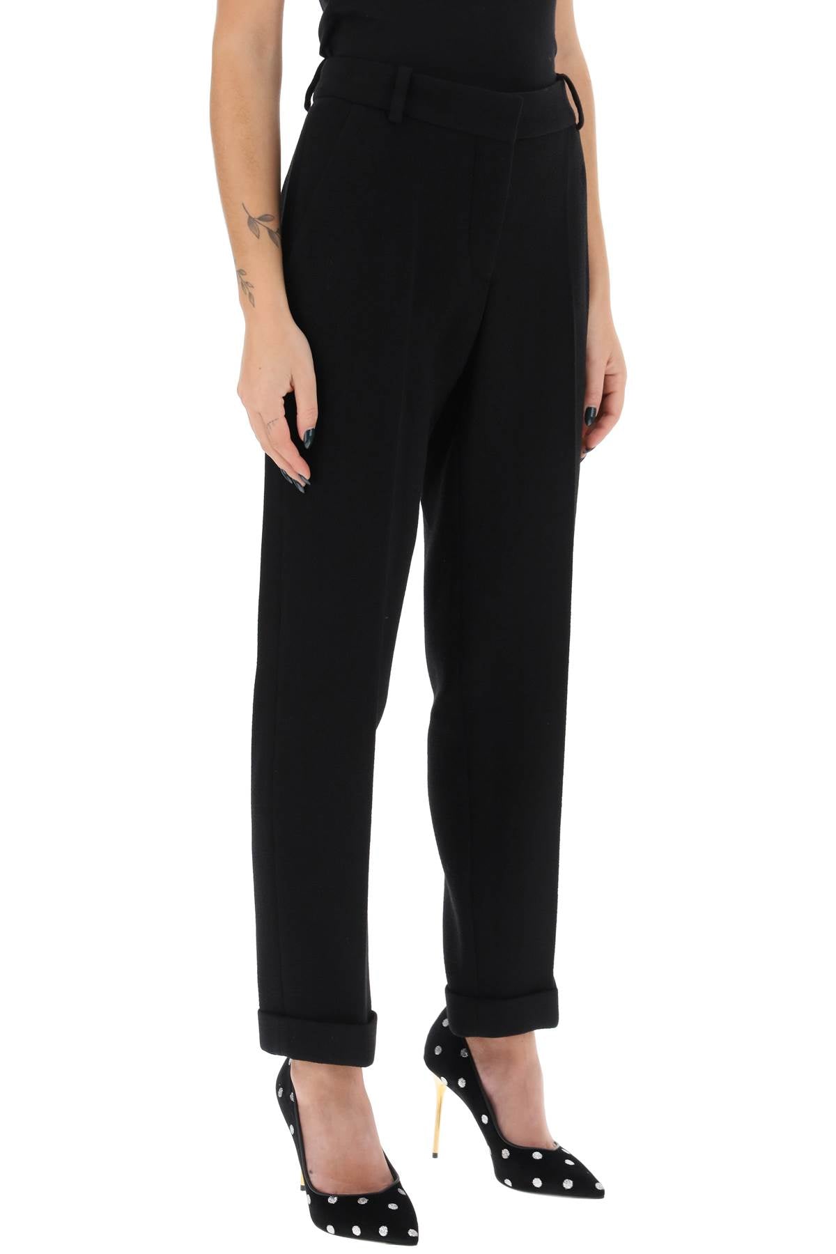 Balmain Balmain cuffed wool crepe trousers