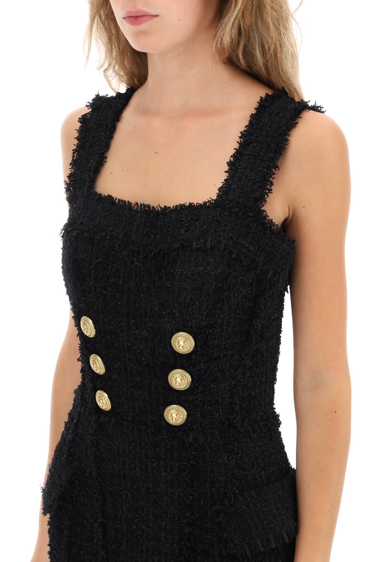 Balmain Balmain tweed mini dress with golden buttons