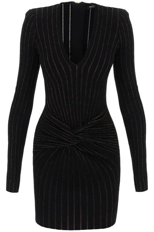 Balmain Balmain knitted mini dress with lurex stripes