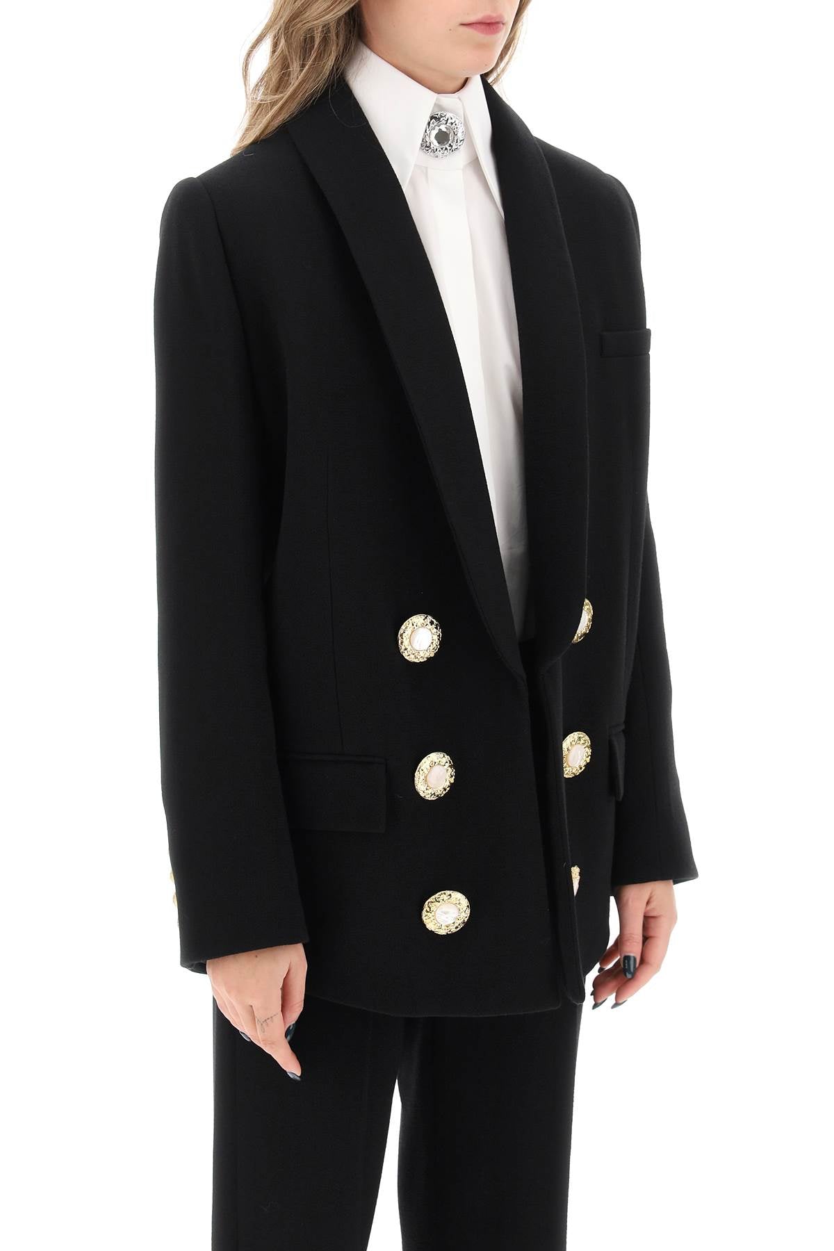 Balmain Balmain wool crepe open jacket